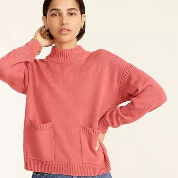 J. Crew Sweaters - J.Crew X Cotton Cashmere Patch Pocket Mock-neck Sweater Pink